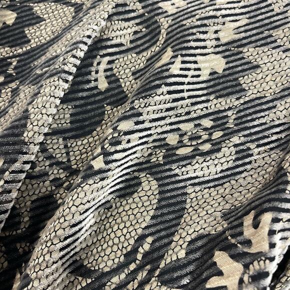 y2k Silk Midi Skirt Velvet Burnout Size 12 Black Silver Whimsigoth Office Siren - Picture 4 of 10